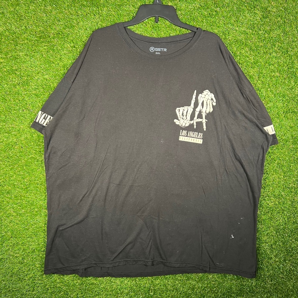 GSTR Mens 5XL Los Angeles Skeleton LA Graphic T-Shirt Black Streetwear